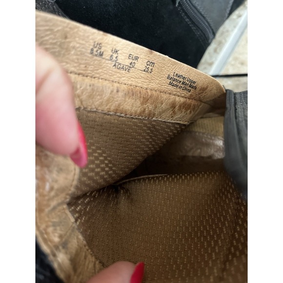 NAYA Agave Leather Combat Boots SIZE US8,5 Black Suede Lace Up Comfort Side Zip - Picture 6 of 10